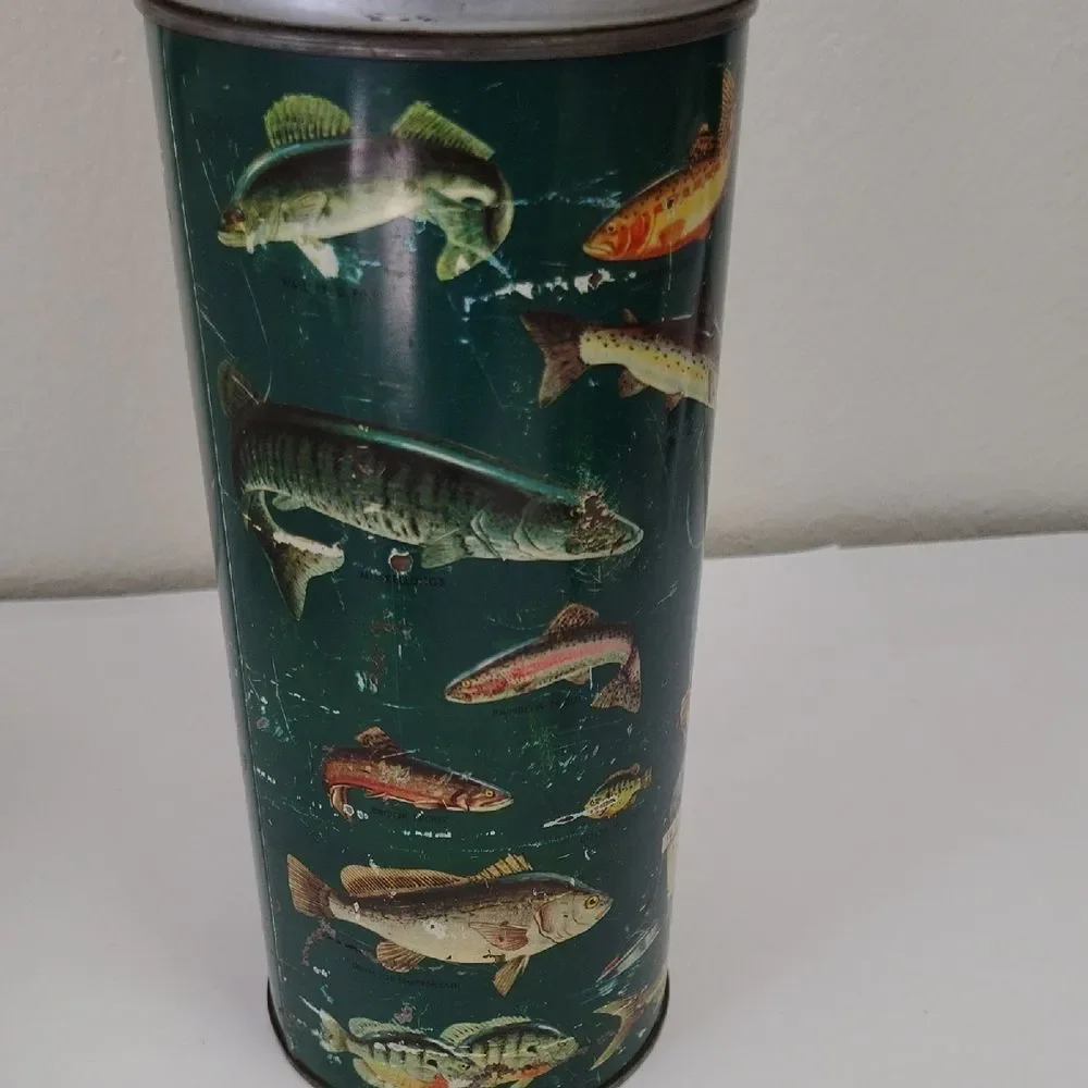 Vintage Aladdin Angler Thermos with Red Lid